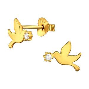 14k Gold Vermeil Tiny Bird Studs